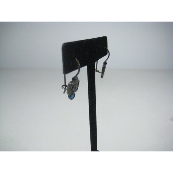 Sisae Vintage Sterling Silver 925 Blue Opal Drop Earrings - Picture 7 of 8